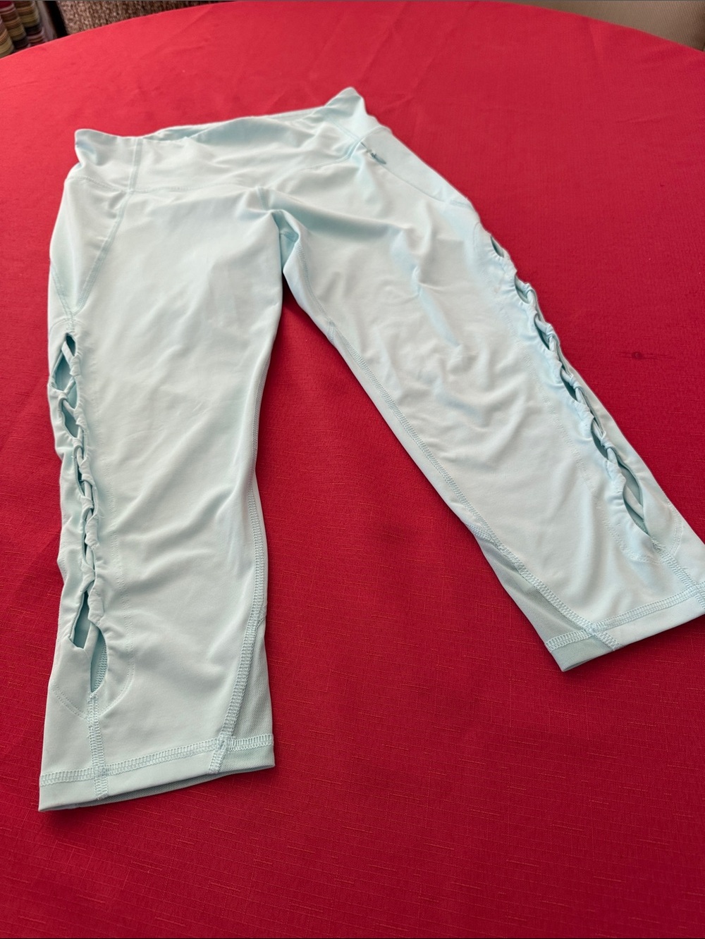 Fila Light Blue Cropped Leggings with Side Lace-Up Detail